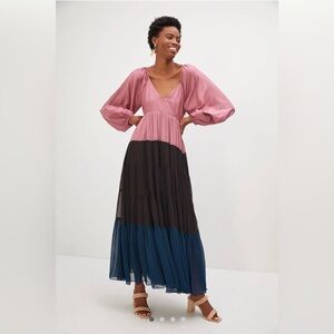 Anthro Nirmooha Colorblock Maxi Dress XL